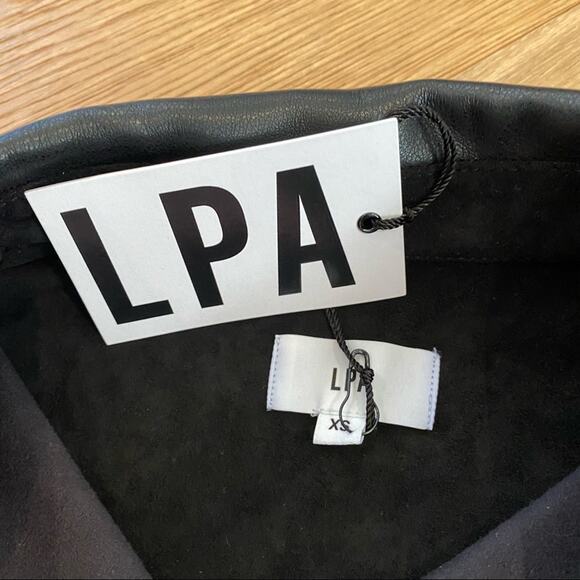 LPA Faux Leather Button Front Shirt in Black - Picture 4 of 5